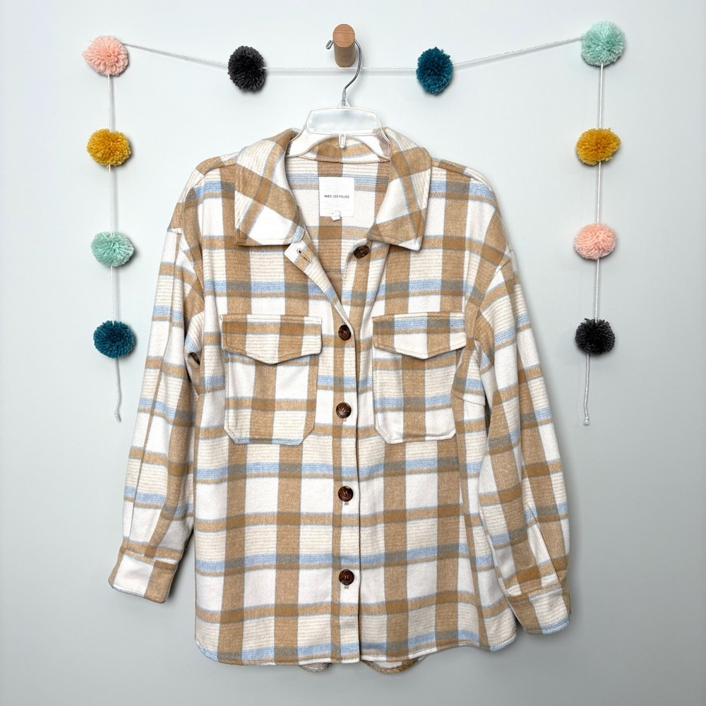Anthropologie Avec Les Filles Boxy Plaid Shirt Jacket